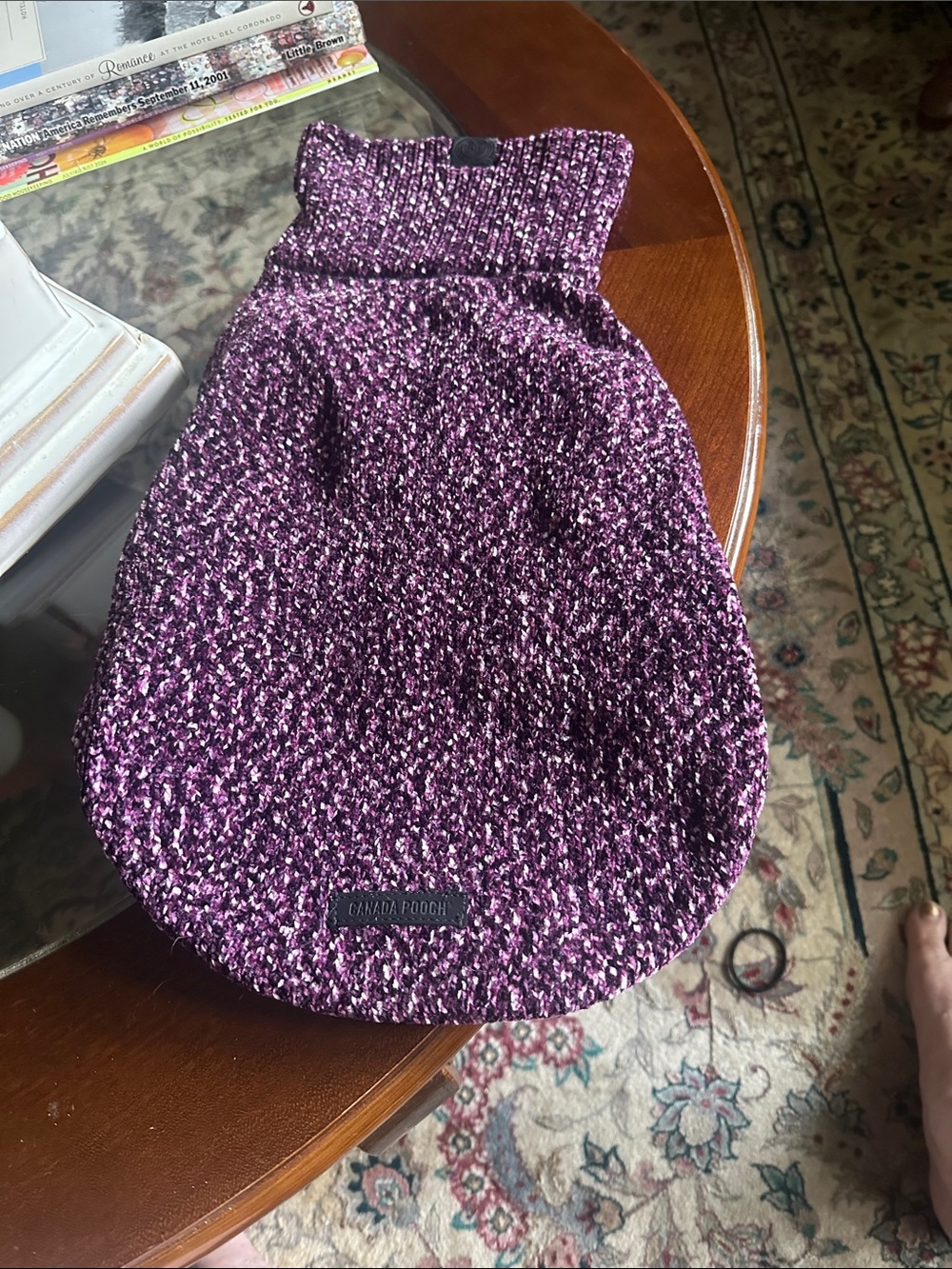Canada Pooch Purple chenille Knit Dog Sweater